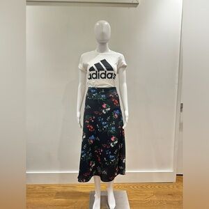 Black floral bias cut skirt
